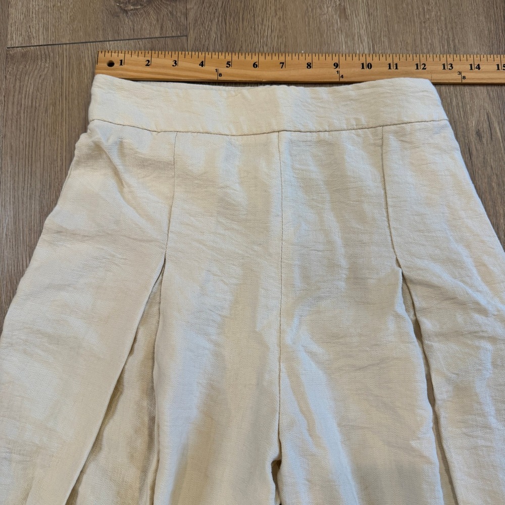 Cherubina Cream High Waisted Wide Leg Pleated Trousers Size Small Palazzo Pants - Picture 4 of 7